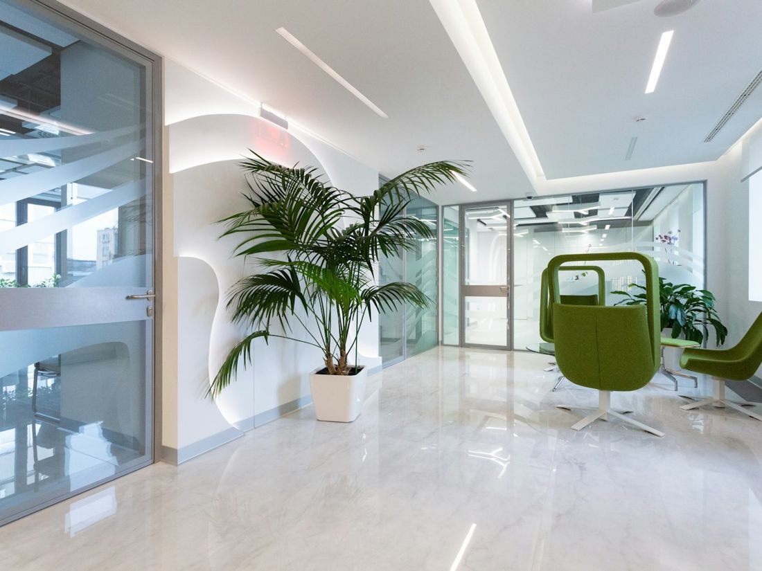 A bright, clean office