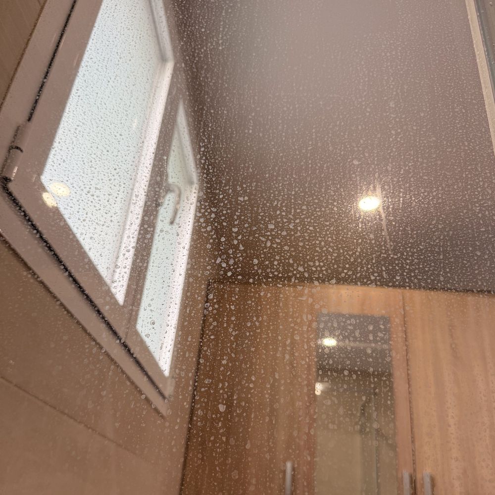 Shower glass covered in limescale